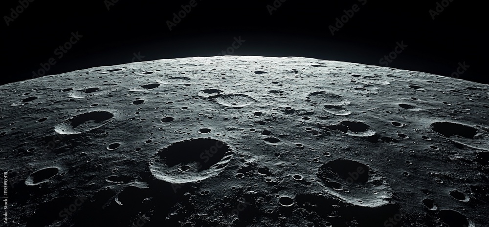 Poster a detailed view of the lunar surface showcasing craters and terrain.