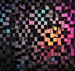 Fototapeta premium A digital art background featuring a unique halftone pattern created from randomly arranged black squares, halftone, square pattern