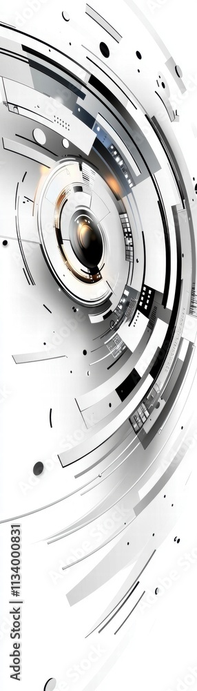 Aufkleber abstract technology background circular design with metallic elements.