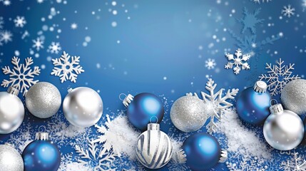 Blue and Silver Christmas Ornament Background