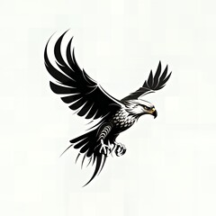 Naklejka premium An abstract hawk design, styled to resemble an arrow in flight. Featuring sharp angles and smooth curves on a white background for a sleek aesthetic. 