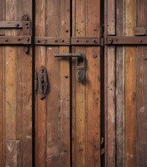 Old wooden door hanging off hinges with a broken lock, old door, hinges, abandoned house
