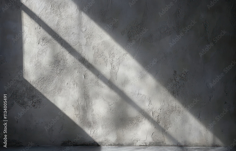 Poster light and shadow on a textured wall.