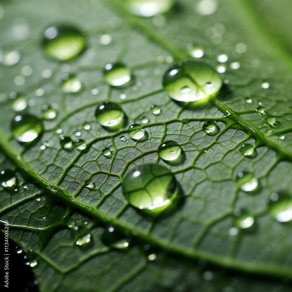 Poster macro close up shot of leaf surface showcasing the intricate stomata structure and the natural proce