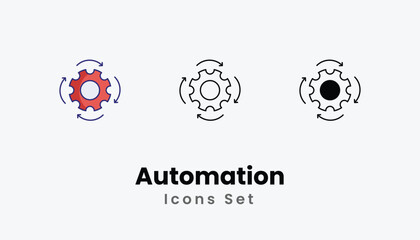 Automation Icons thin line and glyph vector icon stock illustration