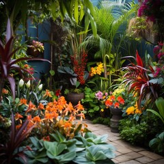 A vibrant lush garden scene showcasing the natural process of occurring across a variety of plant species capturing the verdant and serene beauty of the botanical world