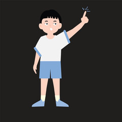 boy training with white and blue sports shirt. with many poses