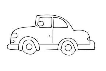 set of handrawn car transportation with red color element. 