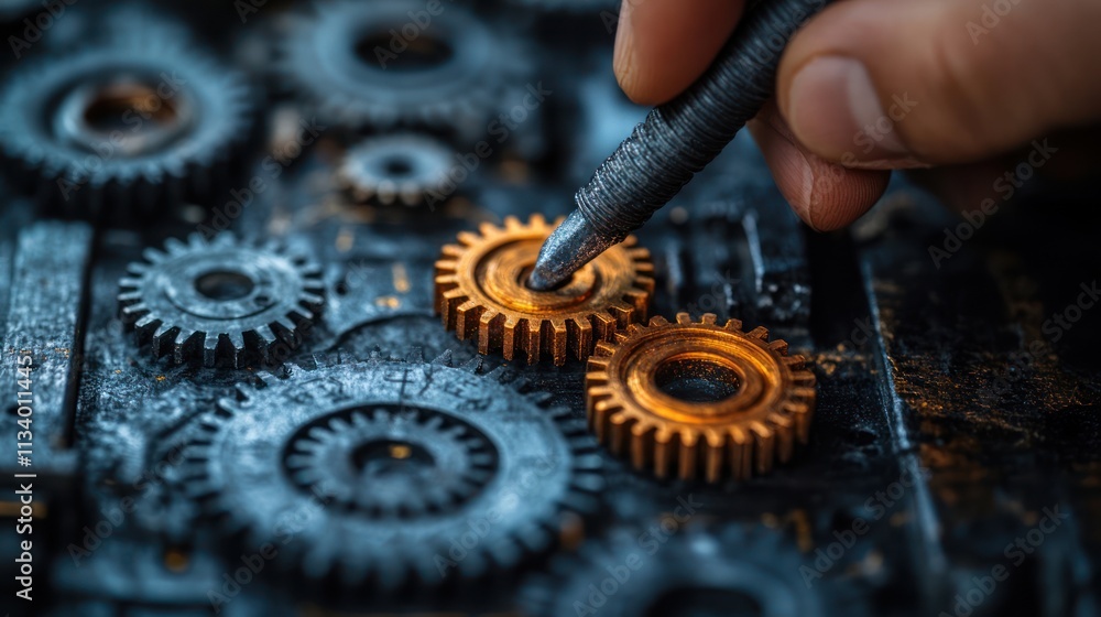 Poster precision engineering: interlocking gears and precise mechanism