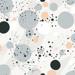 beautiful Abstract seamless pattern with dots and oval shapes in gray tones on a beautiful background, modern minimalist style, vector illustration
