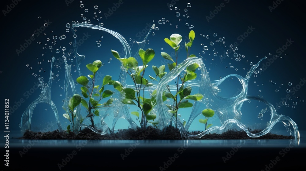 Poster 3d render showcasing the process within a plant s system highlighting the intricate movement of wate