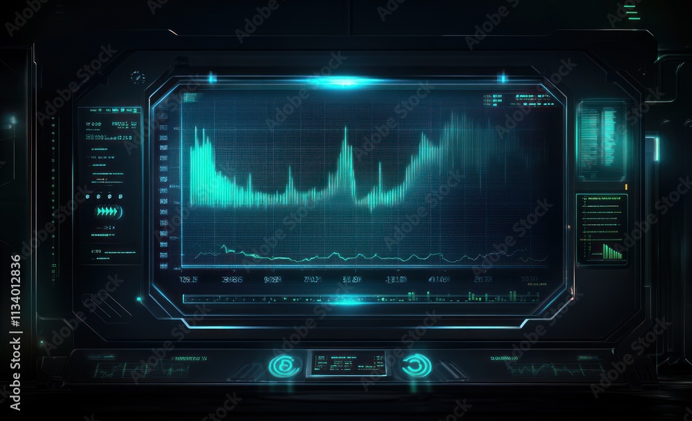 Leinwandbilder futuristic digital display showing data graph.