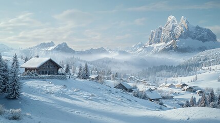 Fototapeta premium Untouched Winter Landscape - Frosty Winter View of Nature