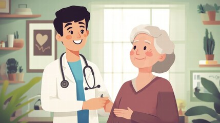 doctor caring for elderly patient at home
