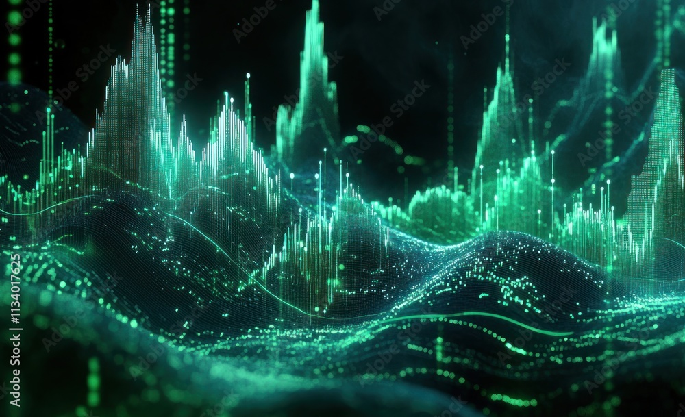 Aufkleber abstract green data visualization landscape.