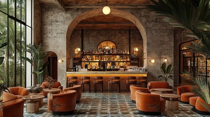 Obraz premium Luxury Tropical Bar Interior Design
