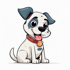Fototapeta premium Cartoon puppy with a bone surrounded by cute animals like a dog in a fun, joyful