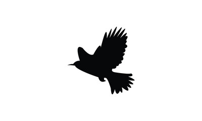 Flying Bush Warbler Bird Silhouette Design  And Vector Illustration. 
