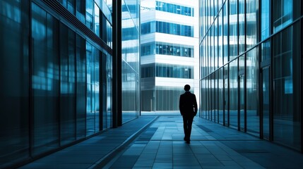 Fototapeta premium businessman walking between modern buildings