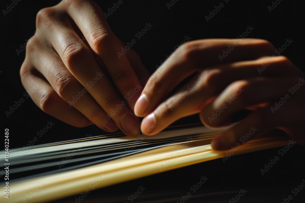 Poster close-up of hands playing a stringed instrument.