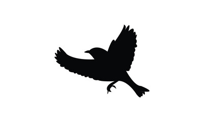 Flying Bush Warbler Bird Silhouette Design  And Vector Illustration. 