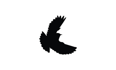 Flying Bush Warbler Bird Silhouette Design  And Vector Illustration. 