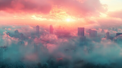 Fototapeta premium City in the Clouds: Sunrise Metropolis