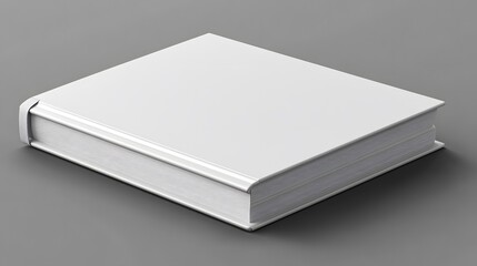 Blank white hardcover book mockup isolated on gray background.