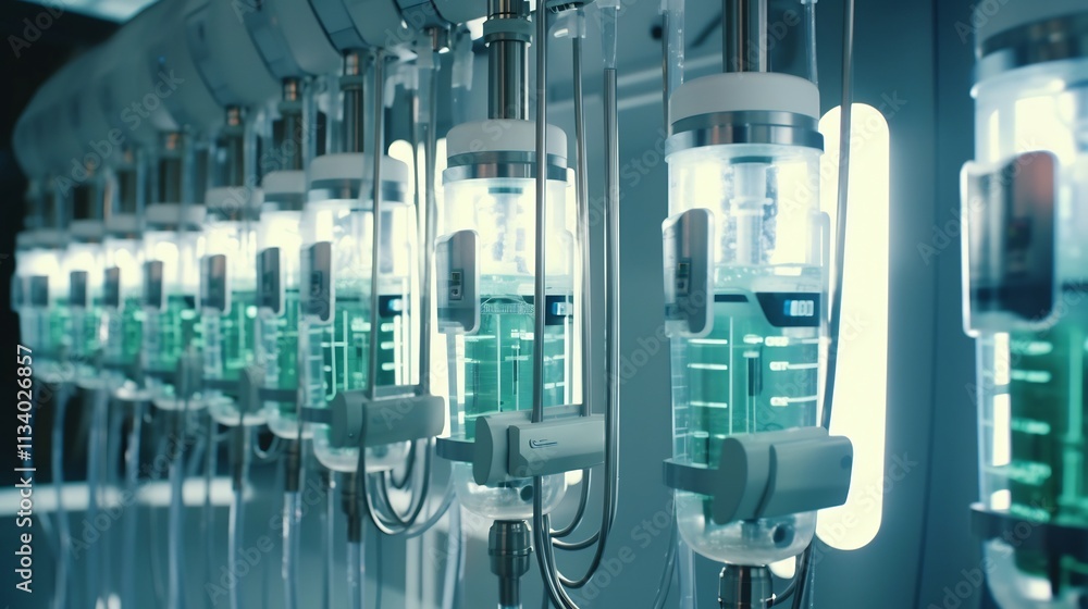 Poster view of the intricate medical grade tubing and filters used in localized dialysis treatment procedur