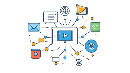Video marketing strategy interconnected with multiple communication channels.