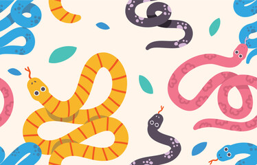 Colorful vibrant snake illustrations