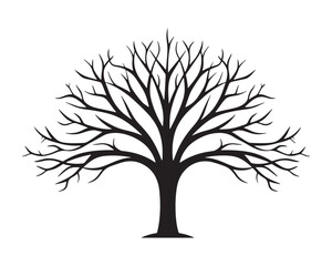 Tree without leaves vector silhouette illustration