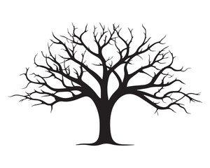 Tree without leaves vector silhouette illustration