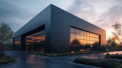 Obraz premium Modern architectural design showcase urban location exterior view evening light contemporary style for seo impact