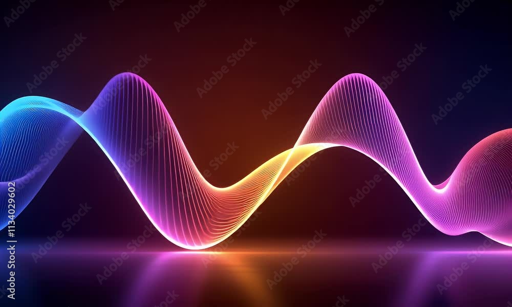 Poster 3d render of a glowing wave on dark background