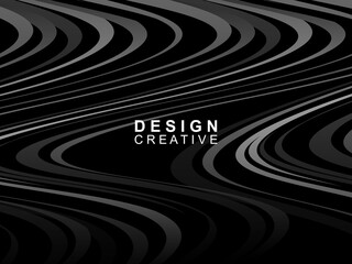 Black background with abstract futuristic gradient pattern with waves design. Realistic 3d wallpaper with modern flowing lines. Perfect background for posters, websites, brochures, banners, apps, etc.