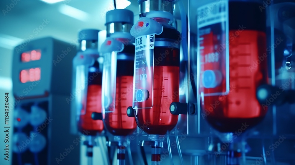 Aufkleber closeup view of the high tech dials and controls on a dialysis machine during a localized medical tr