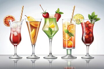 Row of Cocktail Drinks . AI generated Illustration