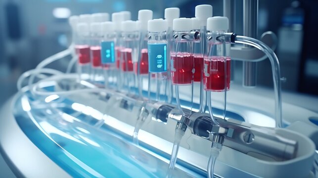 Detailed close up view of the tubing and insertion point used in localized dialysis treatment