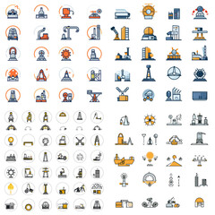 Fototapeta premium Comprehensive Set of Colorful Industrial Vector Icons