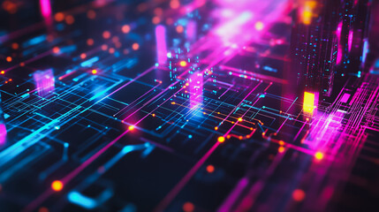 Obraz premium Smart digital Innovation city with connection network reciprocity over the cityscape. of future smart wireless digital city and social media networking systems that connects people with in city