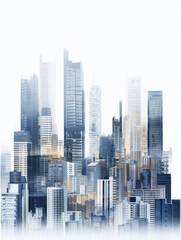 Fototapeta premium Double Exposure Urban Cityscape in Blue Tones