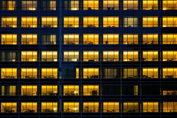 Corporate Office Building Windows at Night