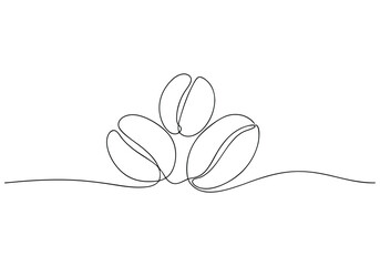 Continuous One-Line Drawing of Coffee Beans - Minimalist Organic Design