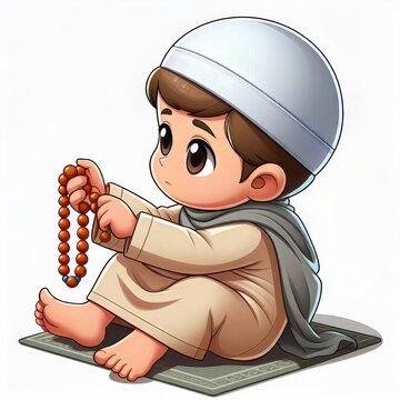 recommend clip art: child is praying while carrying prayer beads