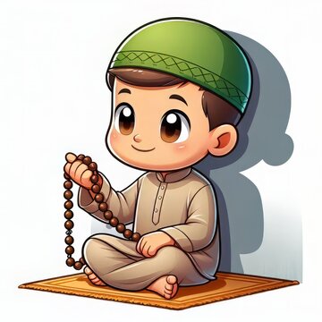 recommend clip art: child is praying while carrying prayer beads