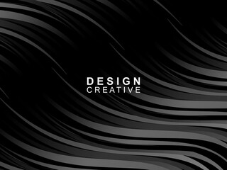 Black background with abstract futuristic gradient pattern with waves design. Realistic 3d wallpaper with modern flowing lines. Perfect background for posters, websites, brochures, banners, apps, etc.