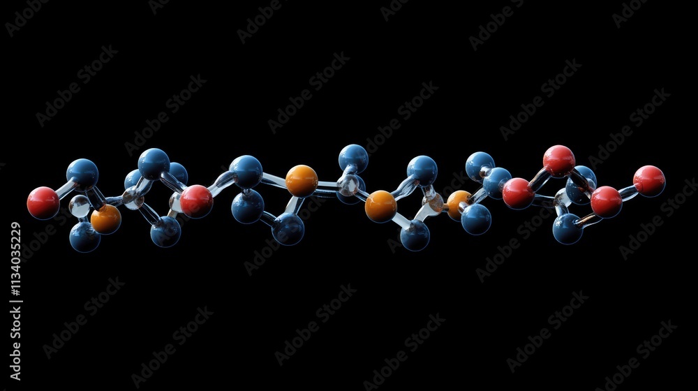 Aufkleber a visual representation of a polymer chain, with repeating monomer units connected in a long linear 