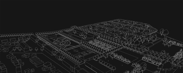 3d wireframe of building. sketch design.Vector