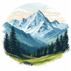 Fototapeta premium the AI Image Generator, Mountain Landscape With Pine Forest And Blue Sky Scenery